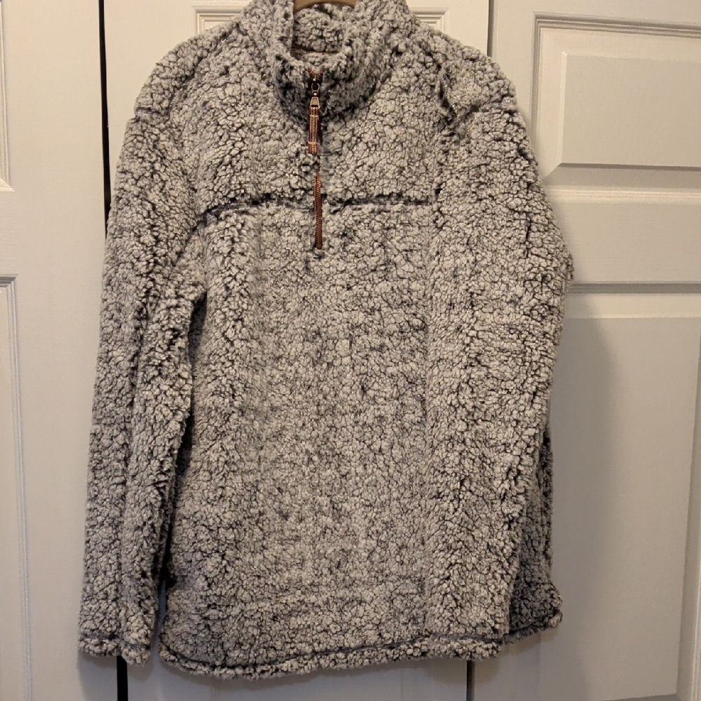 Cozy Gray Sherpa Pullover